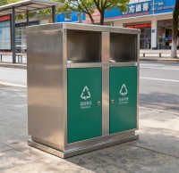 戶外街道兩分類不銹鋼垃圾箱，讓環(huán)保與美學(xué)并行