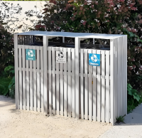 鋼木協(xié)奏曲戶外公園三分類垃圾桶的生態(tài)美學(xué)